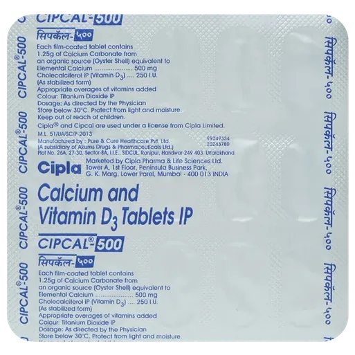 cipcal 500mg tablet 15's